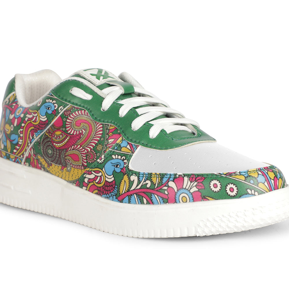 Leap7x Lacing White  Kalamkari Printed Casual Sneakers For Men MJH-M1 By Liberty