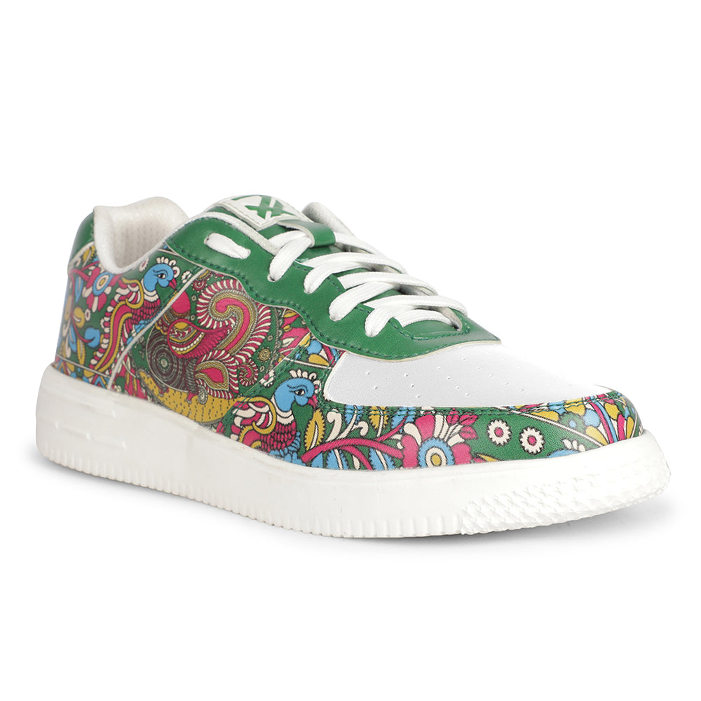 Leap7x Lacing White  Kalamkari Printed Casual Sneakers For Men MJH-M1 By Liberty