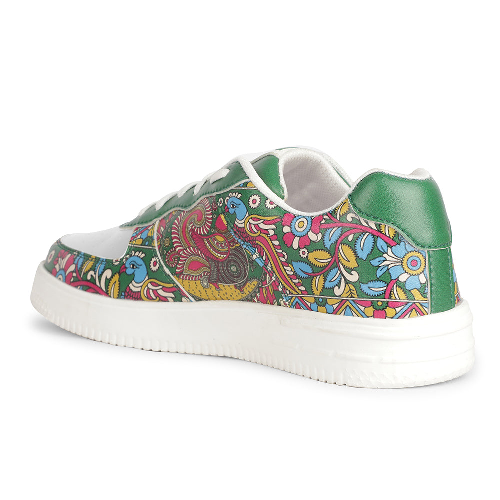 Leap7x Lacing White  Kalamkari Printed Casual Sneakers For Men MJH-M1 By Liberty