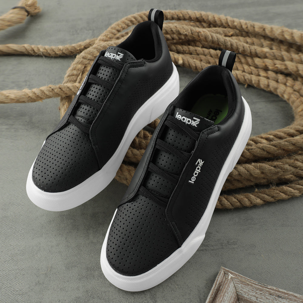 Leap7x Lacing Black Casual Sneakers For Men CROATIA-2E 