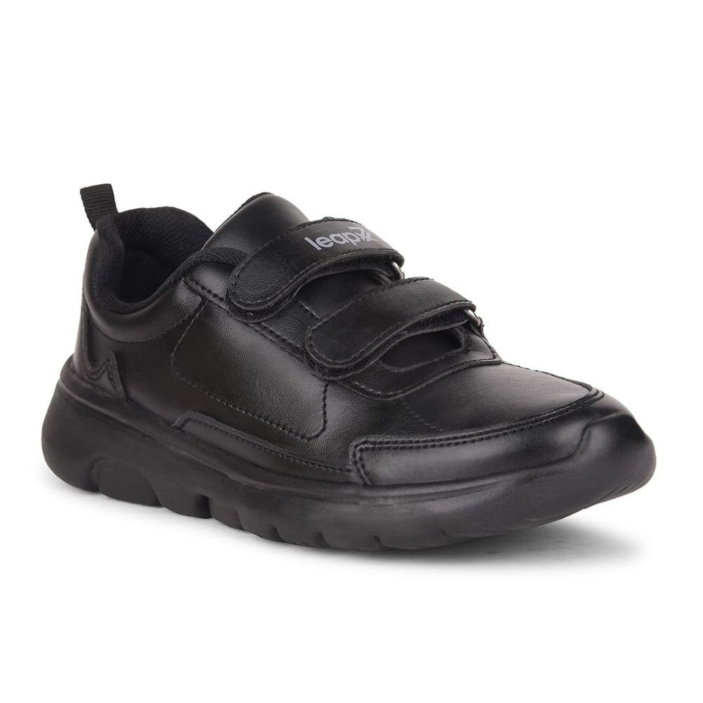 Leap7x Black Non Lacing Uniform School Shoes For Kids SCHLSTAR-V 