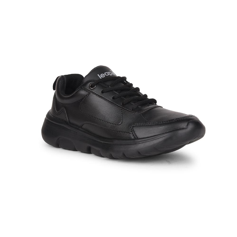 Leap7x Black Lacing Uniform School Shoes For Kids SCHLSTAR-L 