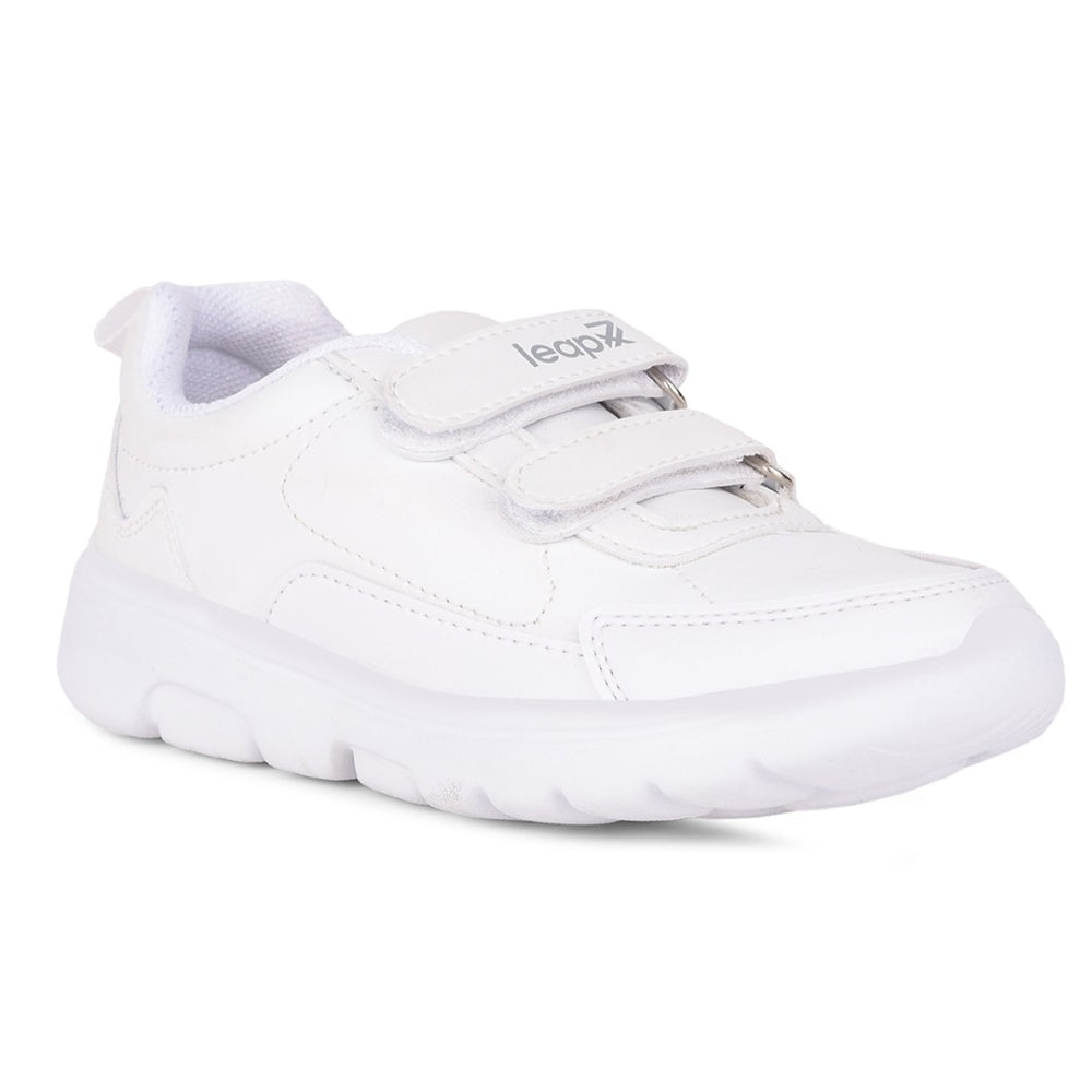 Leap7x White Non Lacing Uniform School Shoes For Kids SCHLSTAR-V 