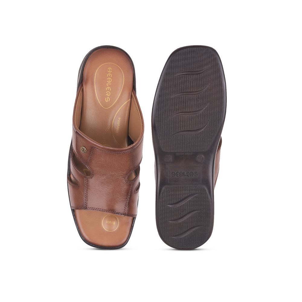 Healers Casual Tan Toe Ring Slippers For Men 213-93 By Liberty