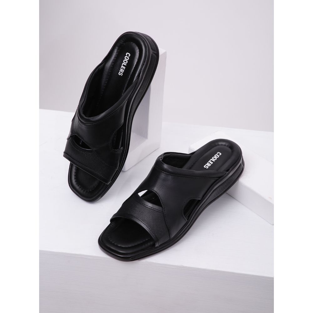 Coolers Casual (Black) Slippers For Men 25-12 By Liberty