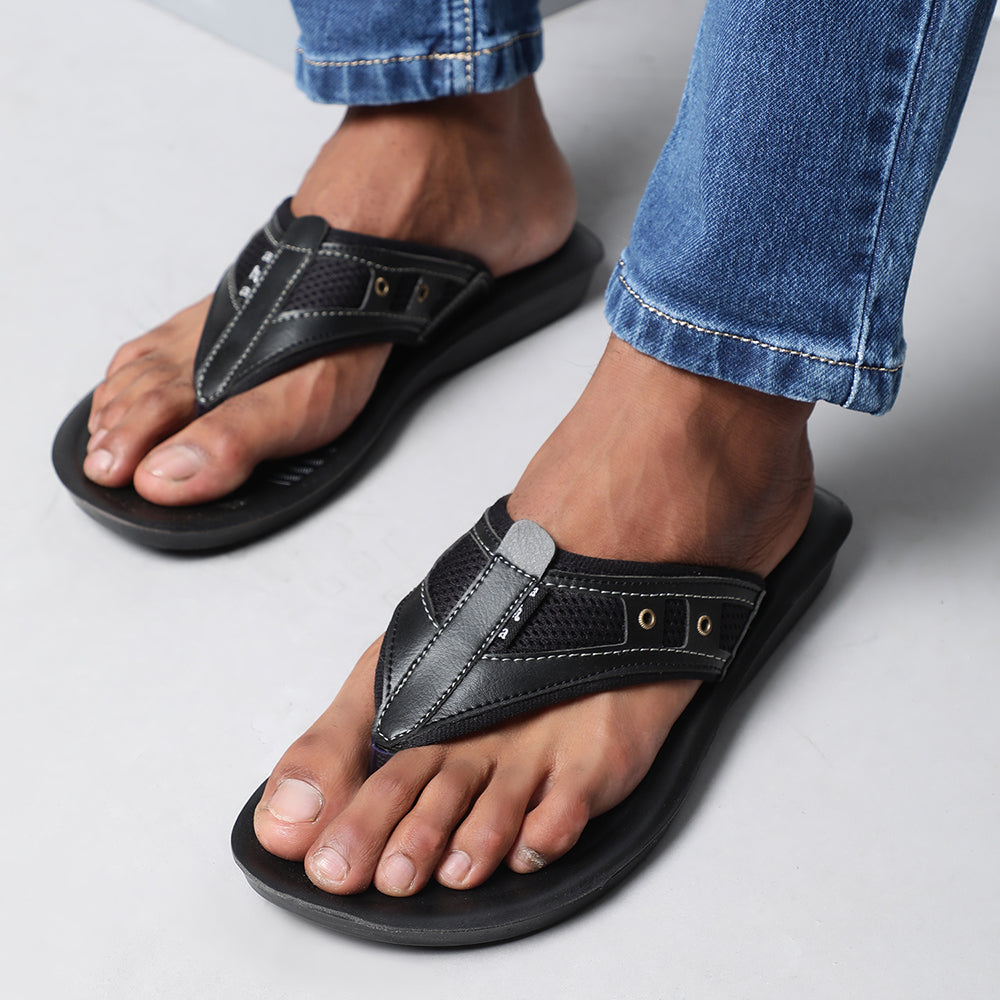 A-HA By Liberty CT-1 Men Casual Black Slippers