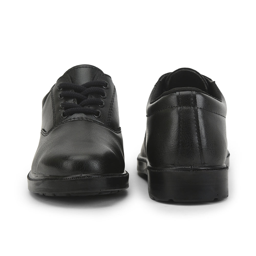 Prefect (Black) Lacing School Shoes For Kids SKOOLBOYPU By Liberty