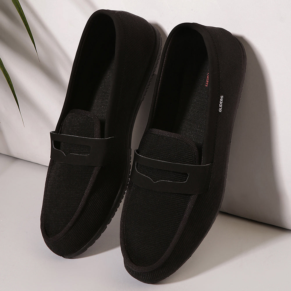 Gliders (Black) Casual Slip on Shoes For Men EXCITOR By Liberty