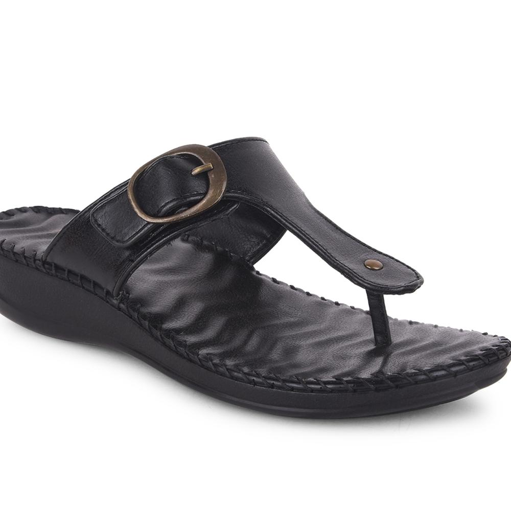 Healers Casual Black Slippers For Women DELMA-3E By Liberty