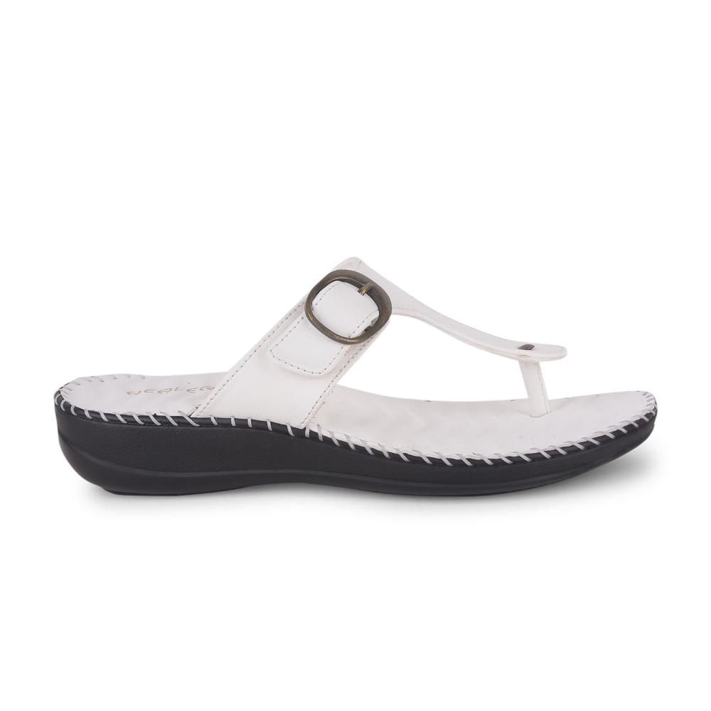 Healers Casual White Slippers For Women DELMA-3E By Liberty