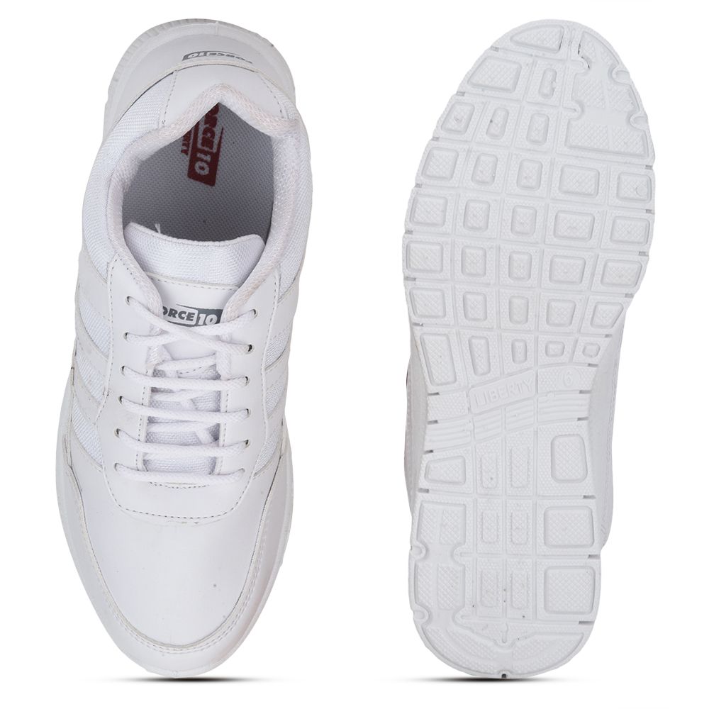 Force 1 School Lacing Shoe For Kids ( White ) Gola-3L By Liberty