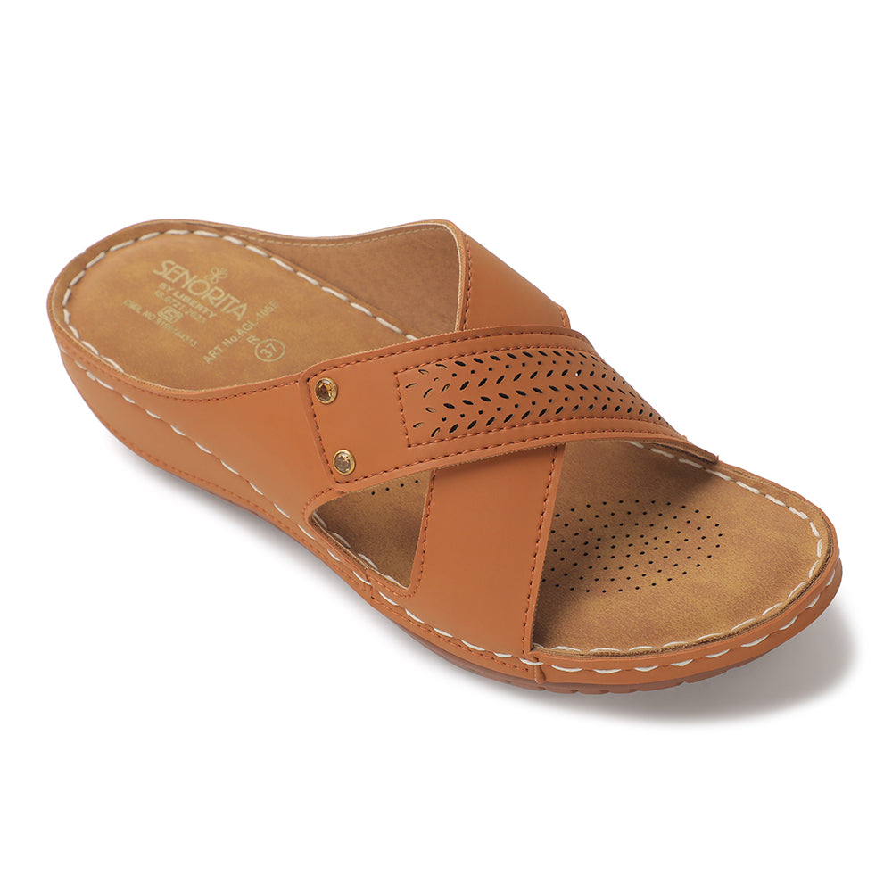 Senorita Tan Casual Slipper For Women AGL-105E 