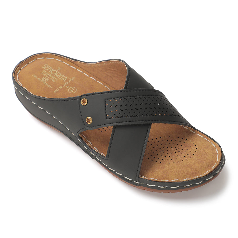 Senorita Black Casual Slipper For Women AGL-105E 