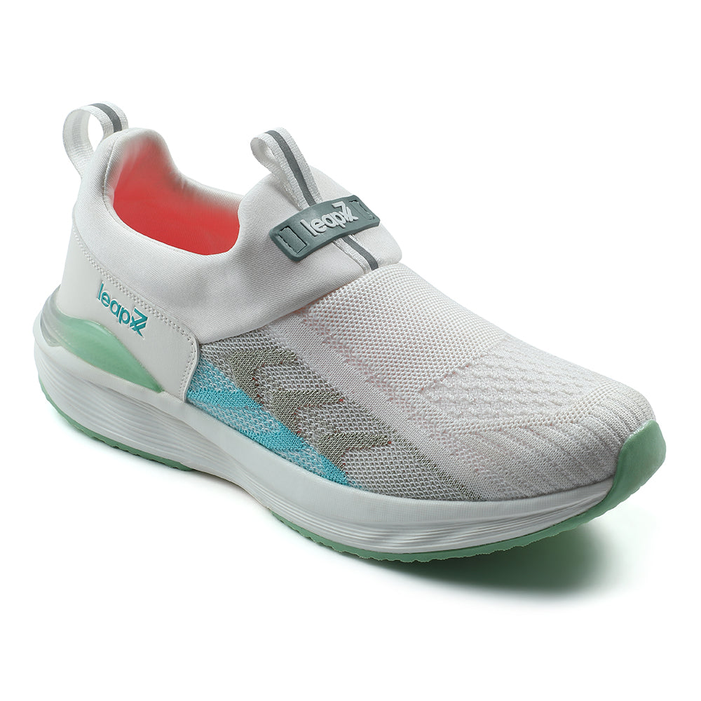 Leap7x White Non Lacing Sports Walking Shoes For Women AHANA 