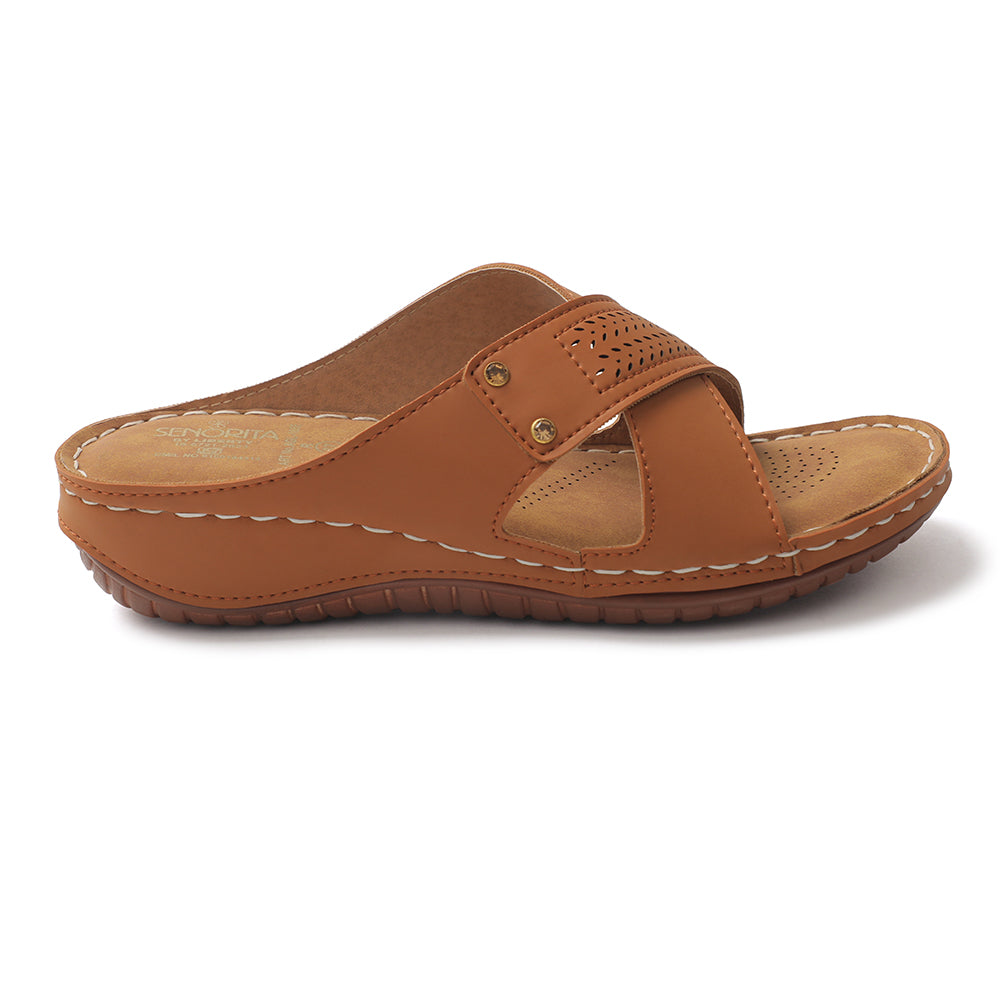 Senorita Tan Casual Slipper For Women AGL-105E 