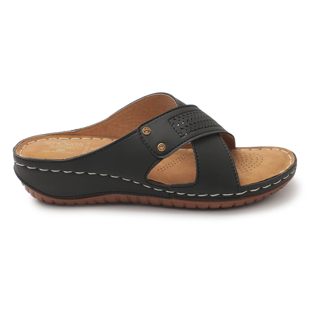 Senorita Black Casual Slipper For Women AGL-105E 