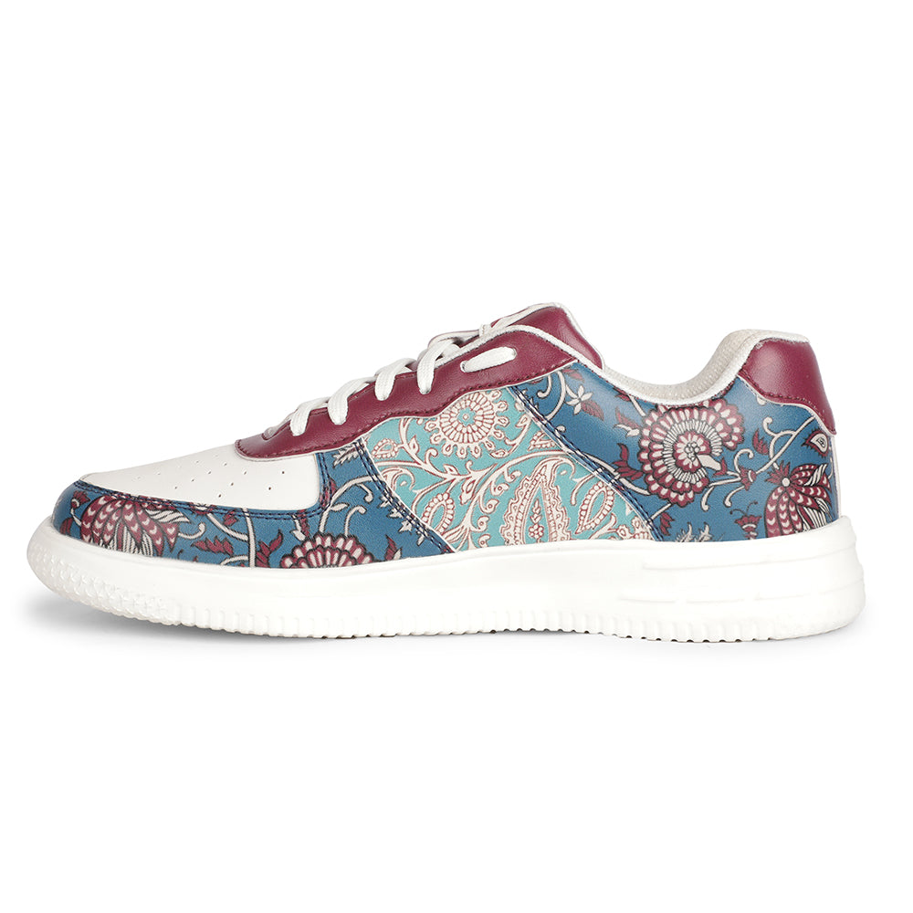 Leap7x Lacing White Block Printed Casual Sneakers For Women MJH-L8 By Liberty