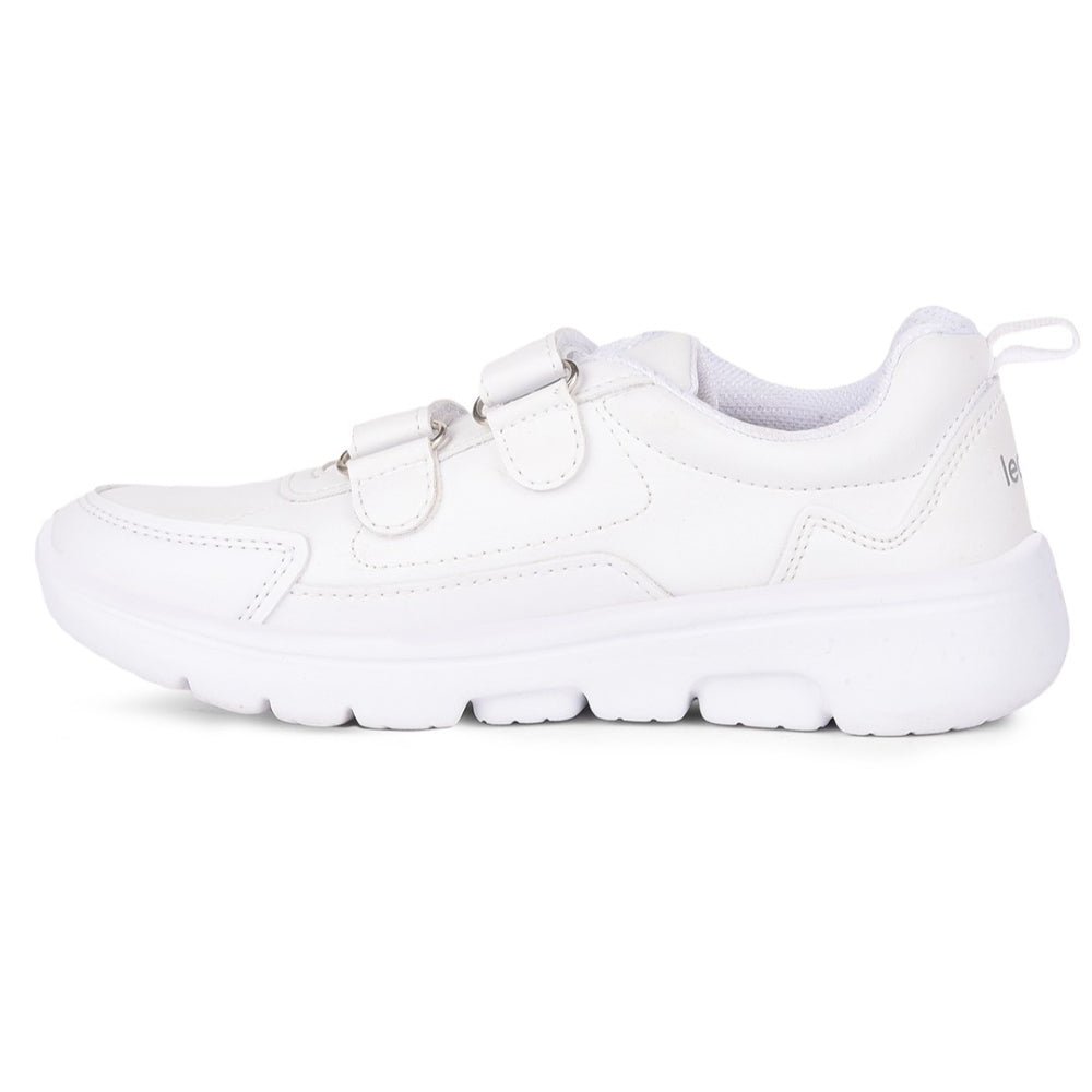 Leap7x White Non Lacing Uniform School Shoes For Kids SCHLSTAR-V 