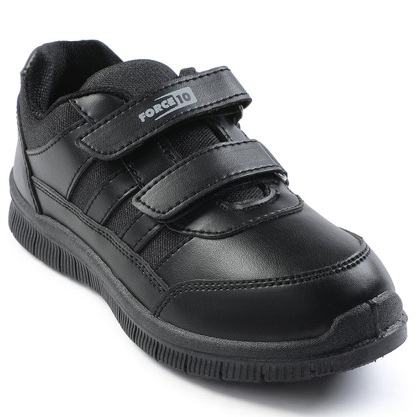 Force 10 Black Uniform Velcro School Shoe For Kids GOLA-03 By Liberty