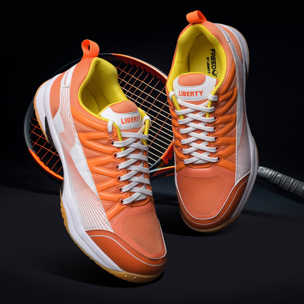 FREEDOM Sports Orange Badminton Shoes For Men GRIPPER-1 By Liberty