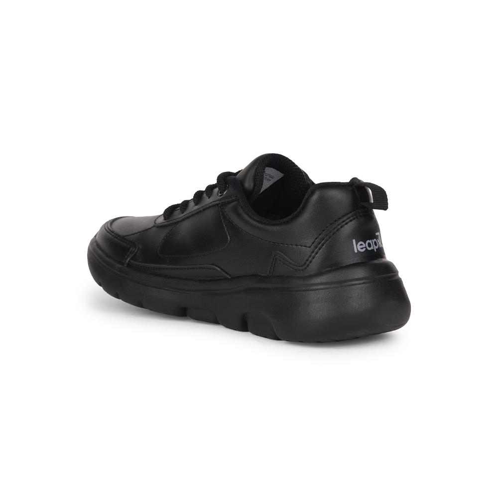 Leap7x Black Lacing Uniform School Shoes For Kids SCHLSTAR-L 