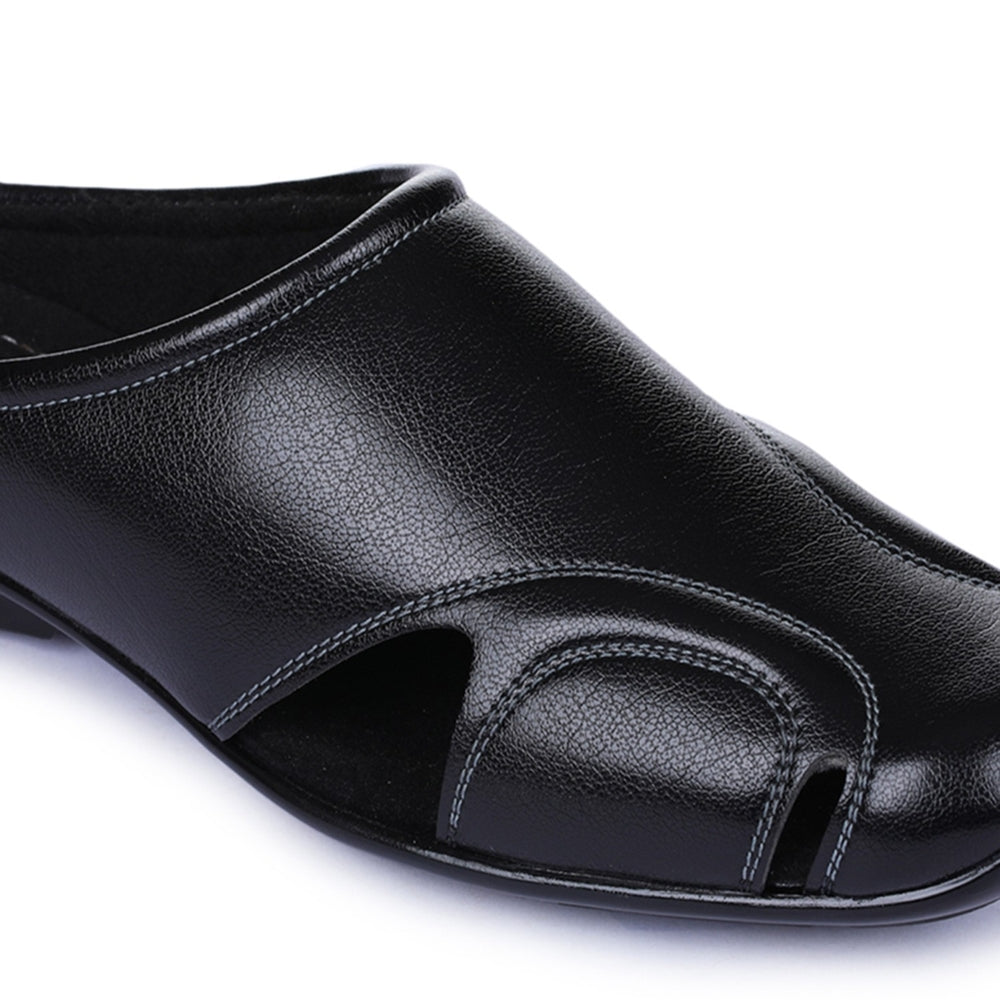 Fortune Black Casual Slip-on Mules For Men J-153 