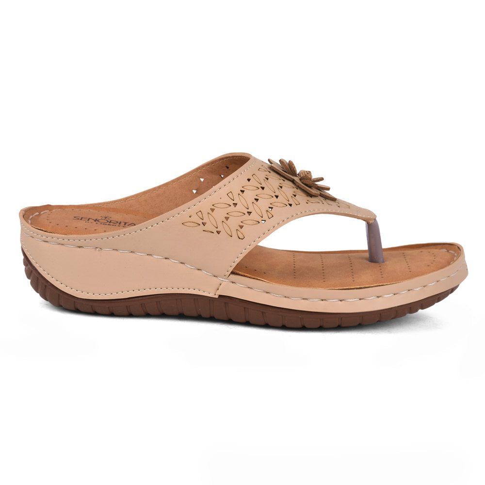 Senorita Fashion (Beige) Slippers For Women LAF-756 By Liberty