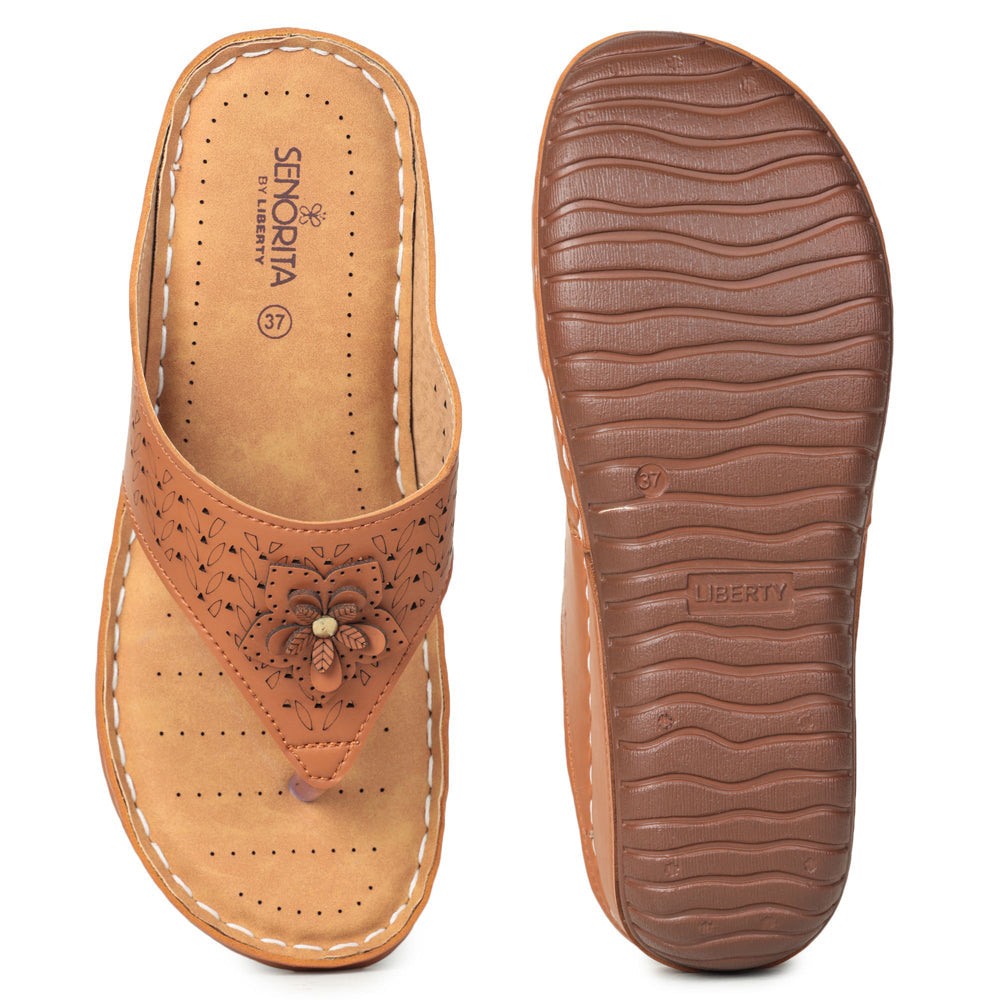 Senorita Fashion (Tan) Thong Sandals For Women LAF-756 By Liberty