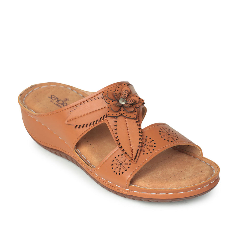 Senorita Fashion (Tan) Slippers For Women LAF-755 By Liberty