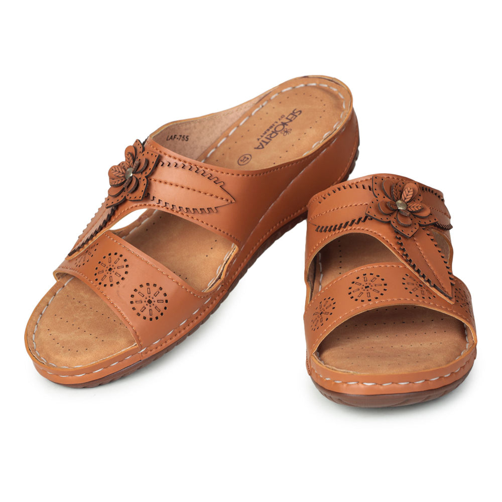 Senorita Fashion (Tan) Slippers For Women LAF-755 By Liberty