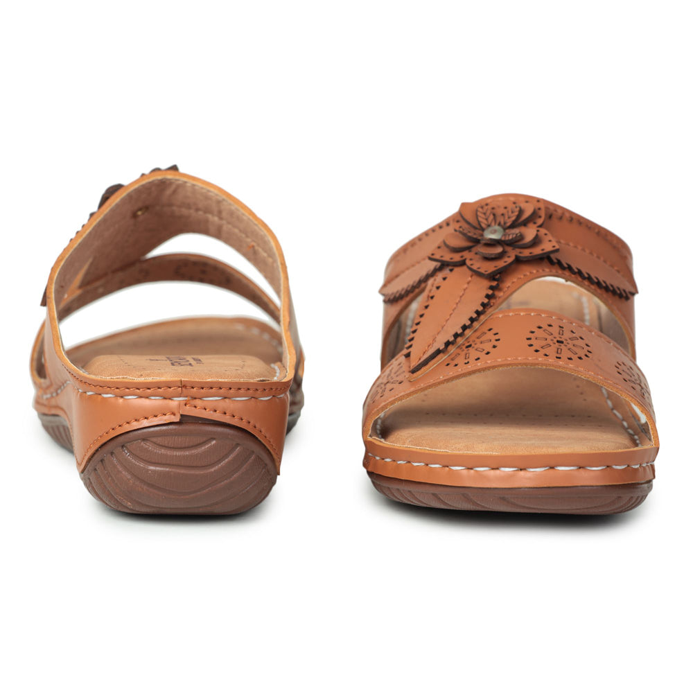 Senorita Fashion (Tan) Slippers For Women LAF-755 By Liberty