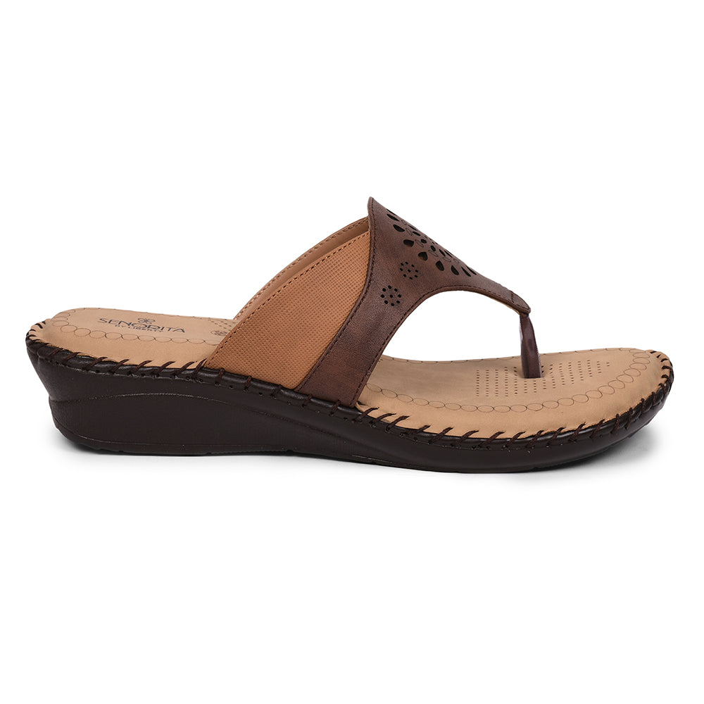 Senorita Comfort (Brown) Slippers For Women LAF-12 By Liberty