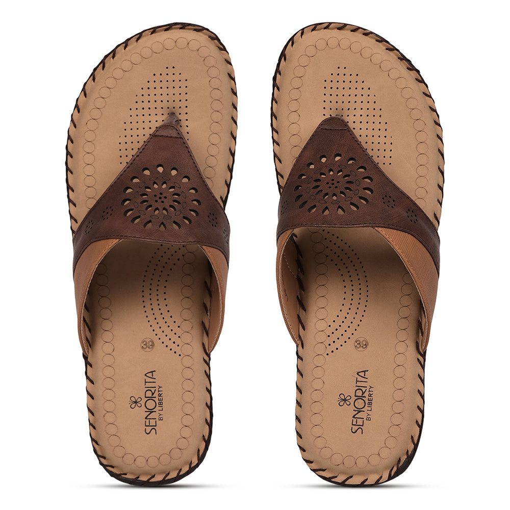 Senorita Comfort (Brown) Slippers For Women LAF-12 By Liberty