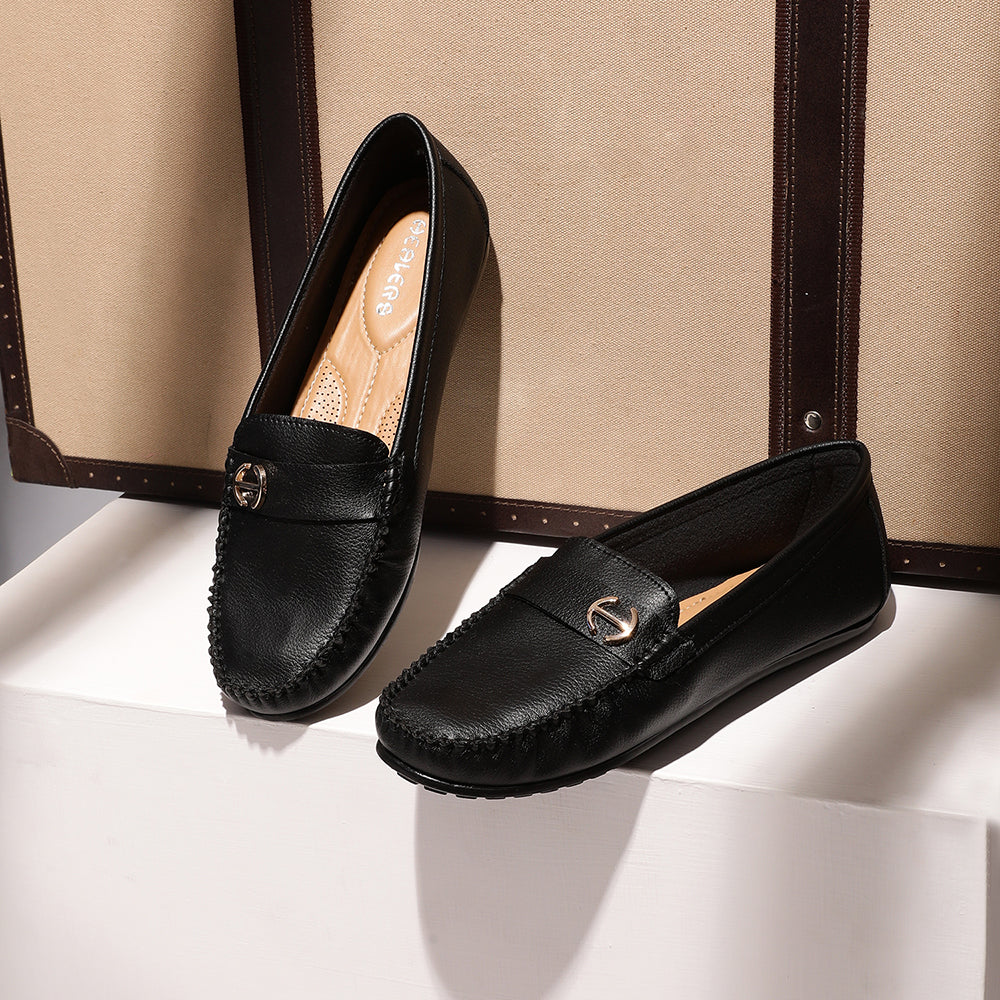 Healers Casual Black Loafers For Women GI-SD-31 By Liberty