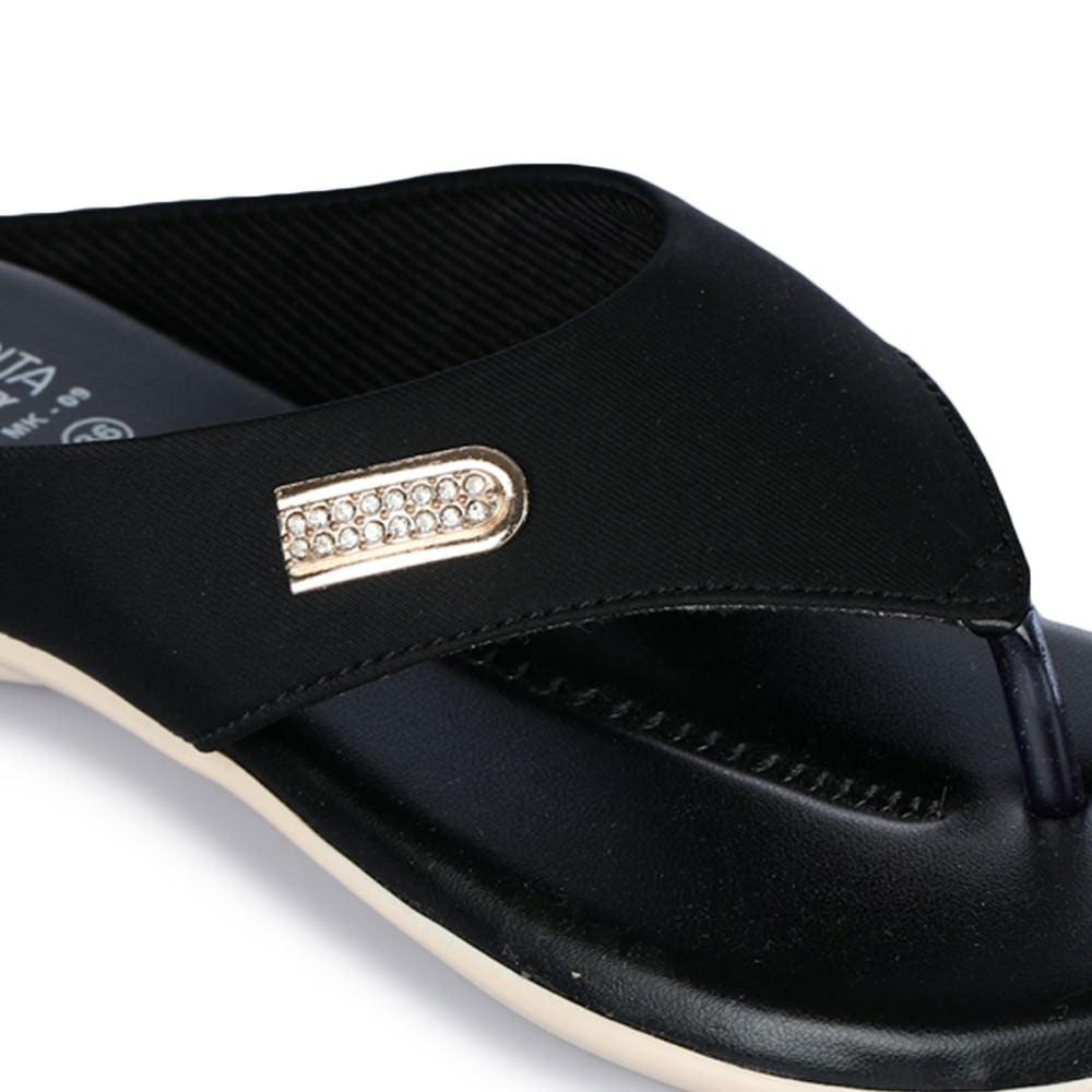 Senorita Casual (Black) Slippers For Women MK-9 By Liberty