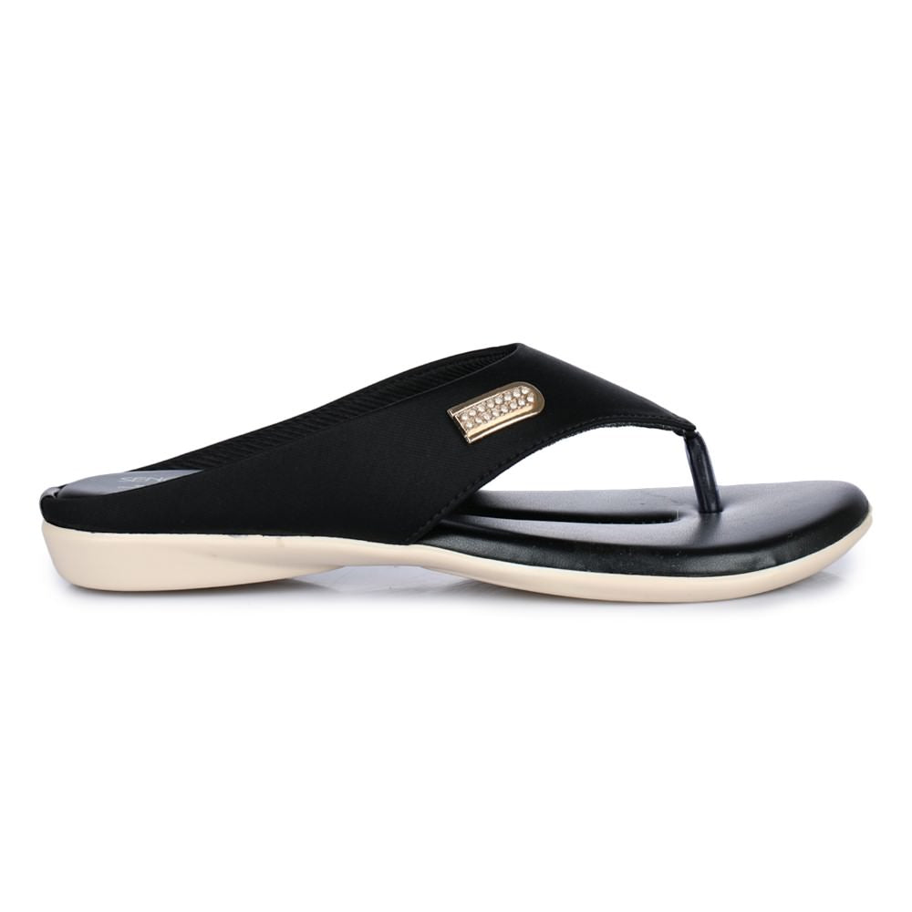 Senorita Casual (Black) Slippers For Women MK-9 By Liberty