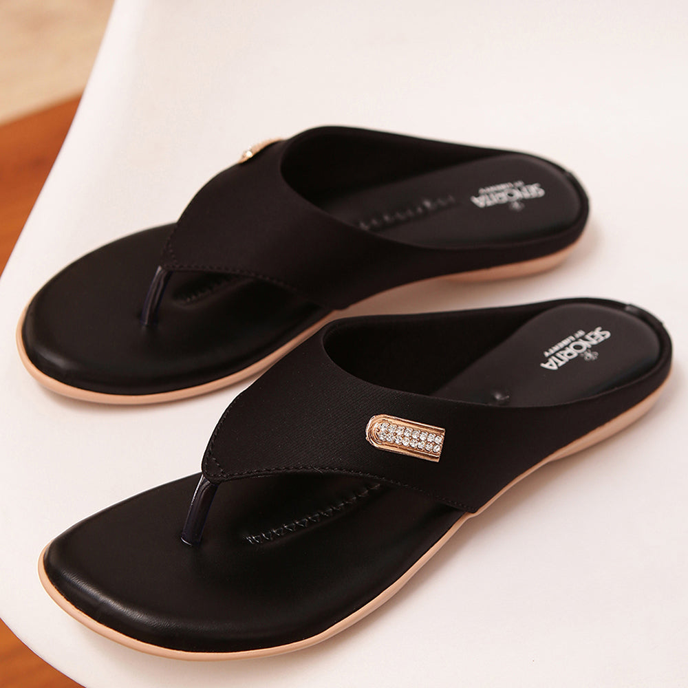 Senorita Casual (Black) Slippers For Women MK-9 By Liberty