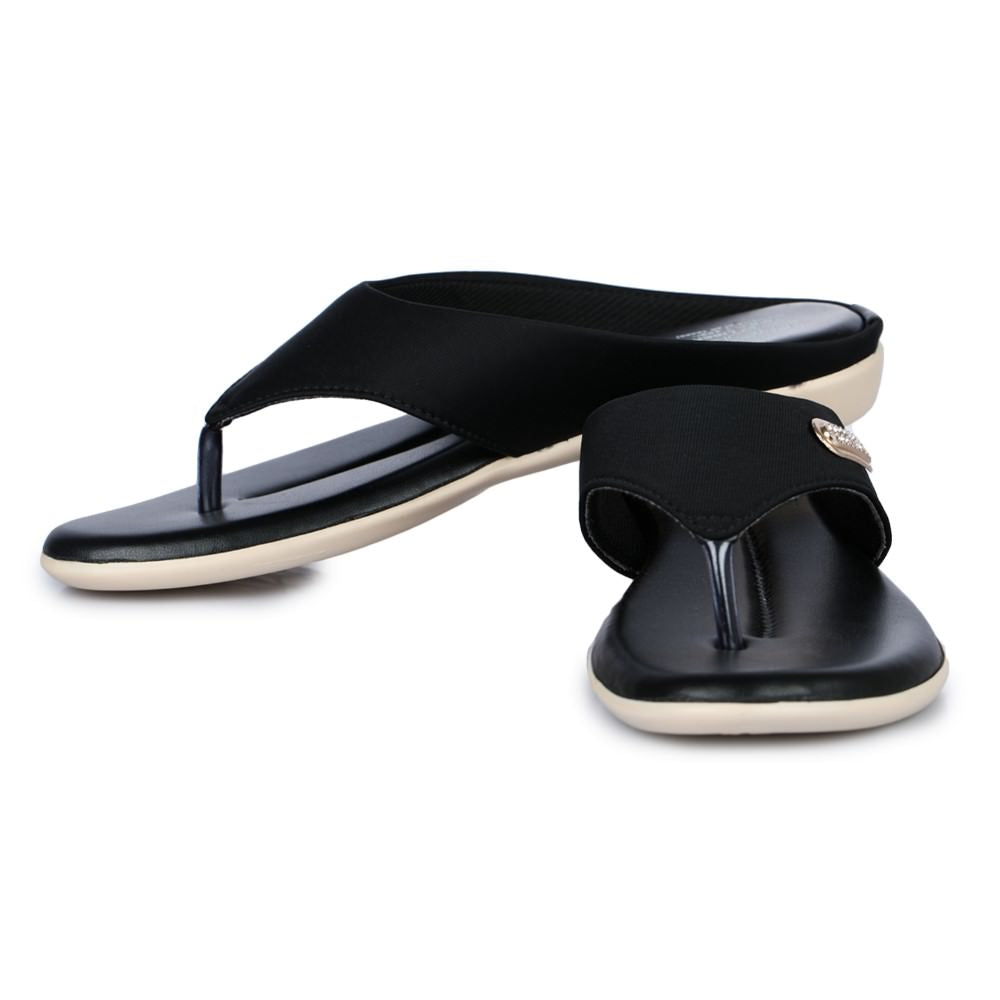 Senorita Casual (Black) Slippers For Women MK-9 By Liberty