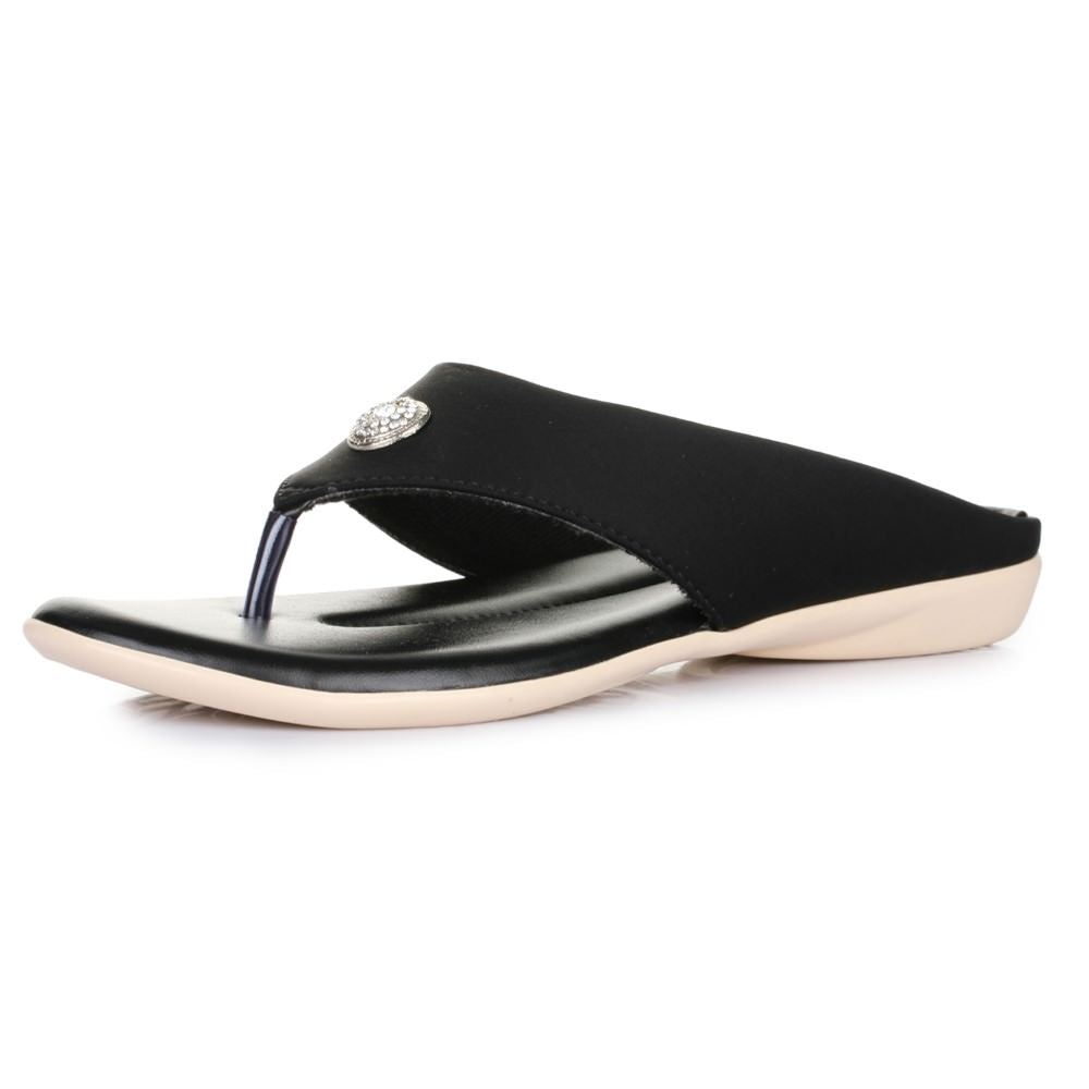 Senorita Casual (Black) Slippers For Women MK-8 By Liberty