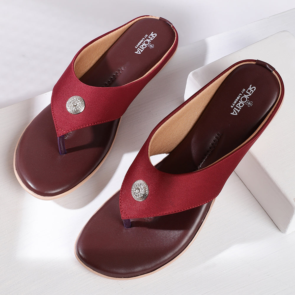 Senorita Casual (Cherry) Slippers For Women MK-8 By Liberty