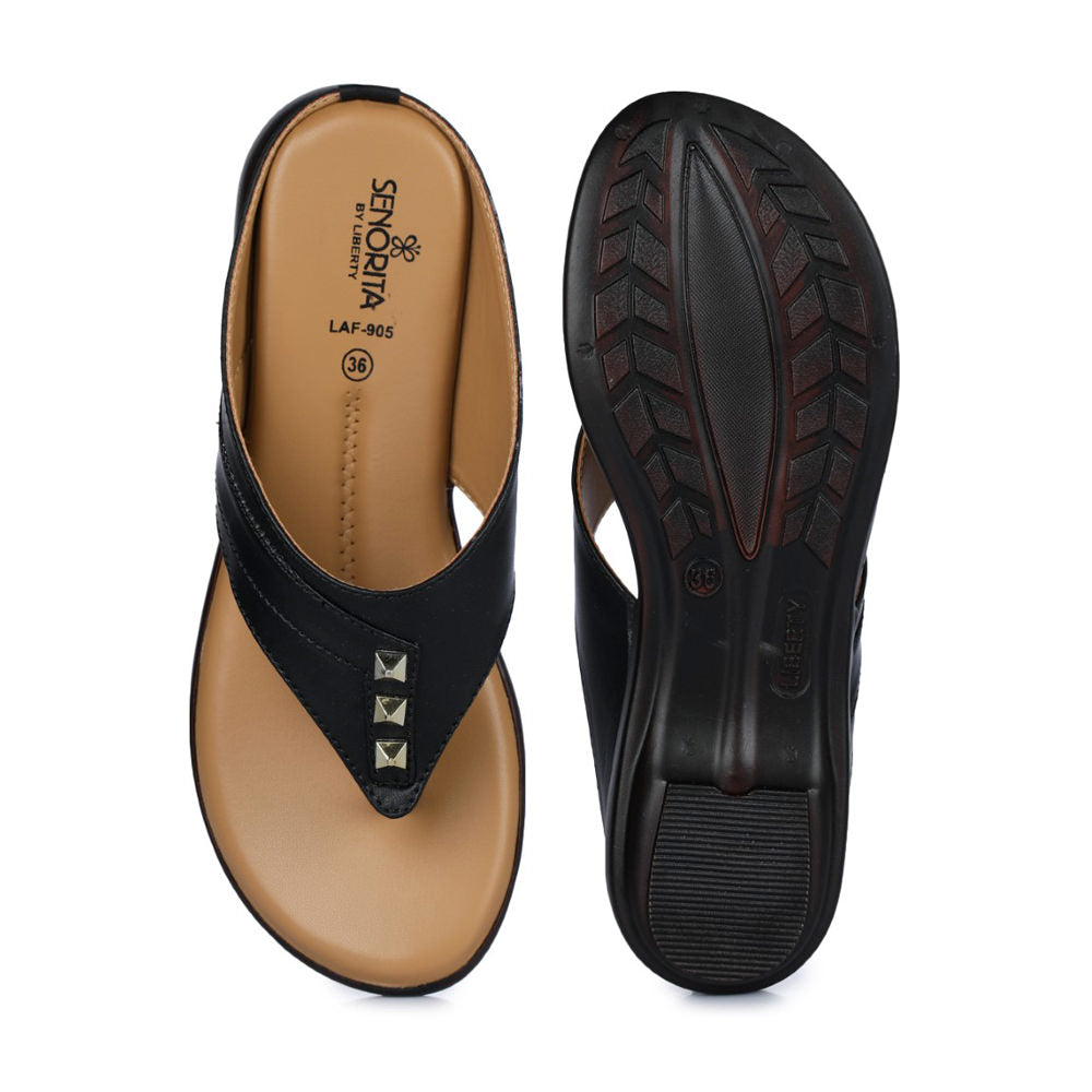 Senorita Casual (Black) Slipper For Women LAF-95 By Liberty