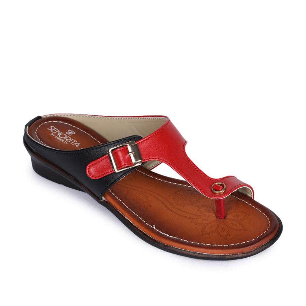 Senorita Ethnic (Red) Slippers For Women D1-6 By Liberty