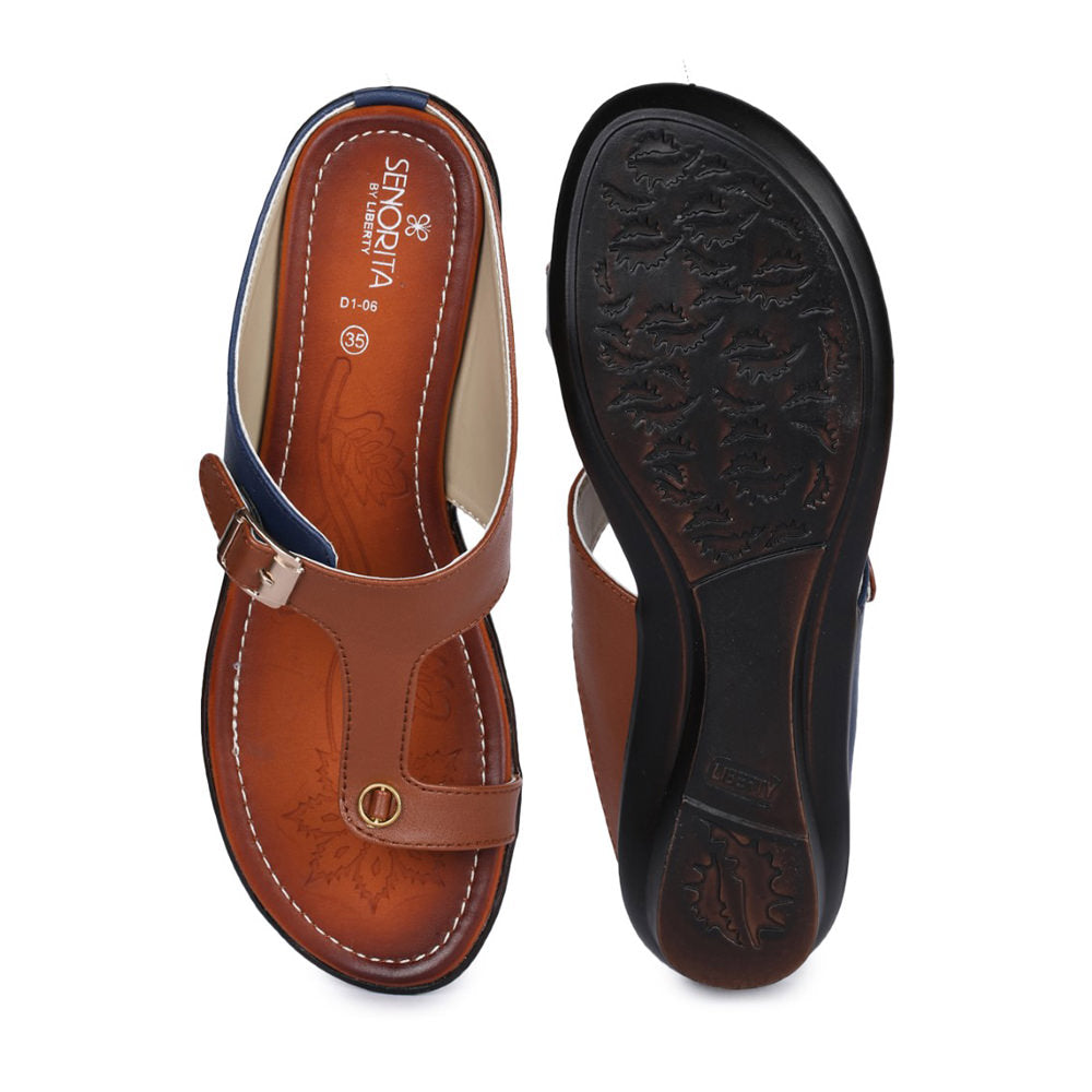 Senorita Ethnic (Tan) Slippers For Women D1-6 By Liberty