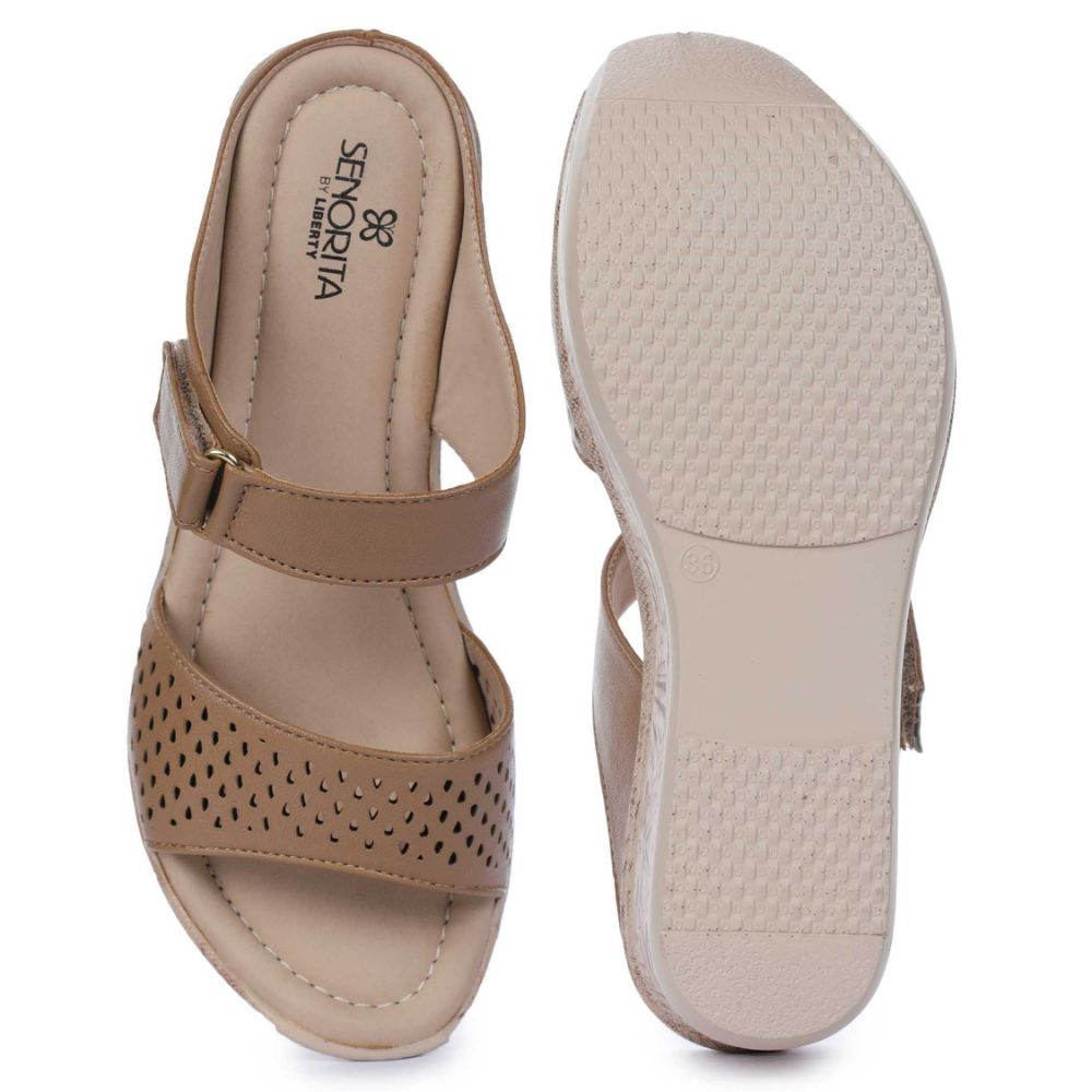 Senorita Fashion (Tan) Slippers For Women DN2-13 By Liberty