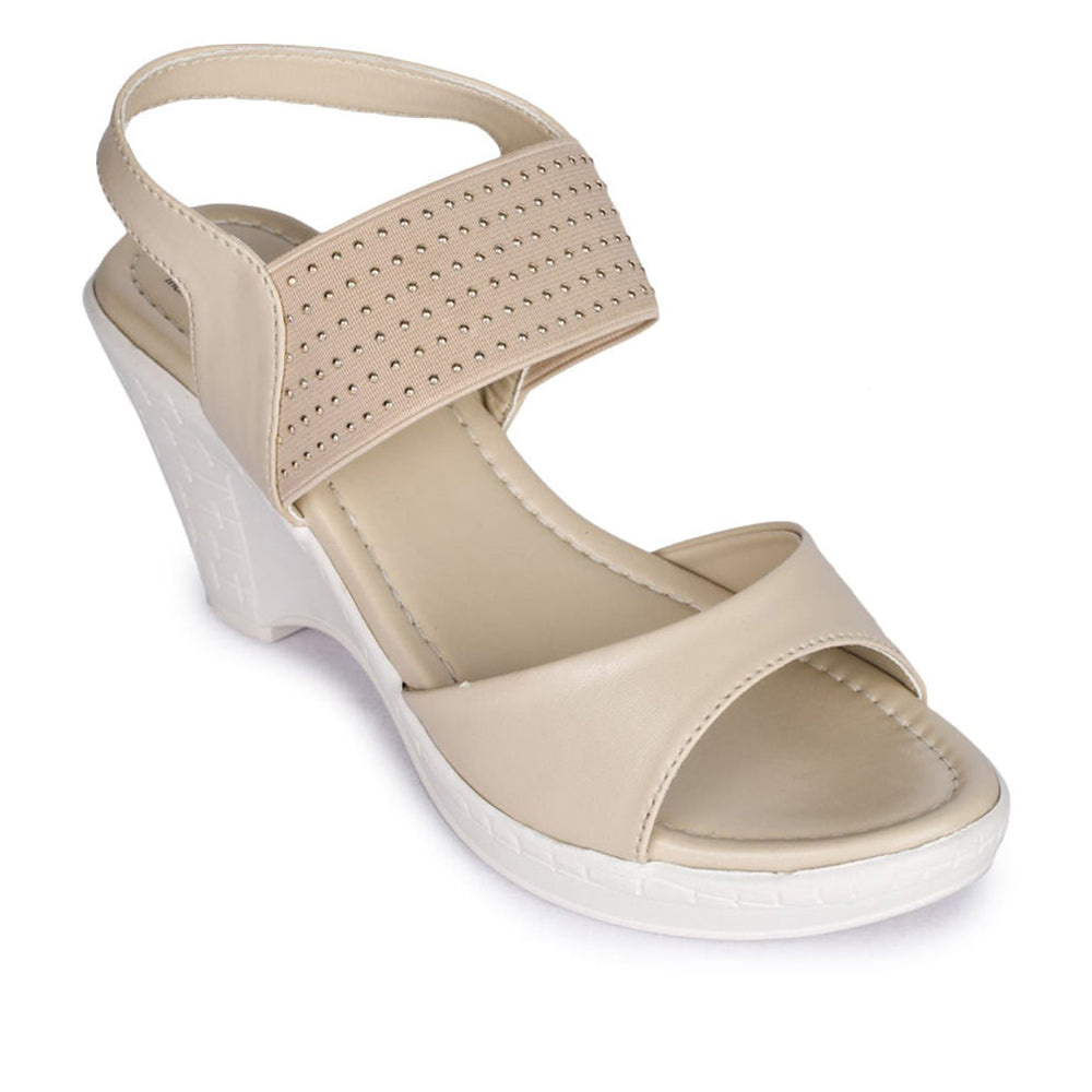 Senorita By Liberty D1-9 Fashion (Cream) Wedges Heel Sandal For Women