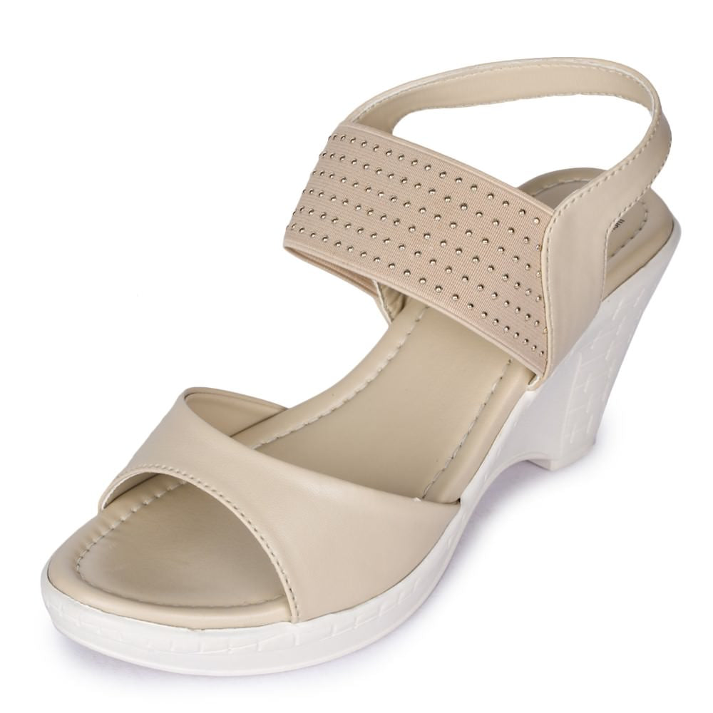 Senorita By Liberty D1-9 Fashion (Cream) Wedges Heel Sandal For Women