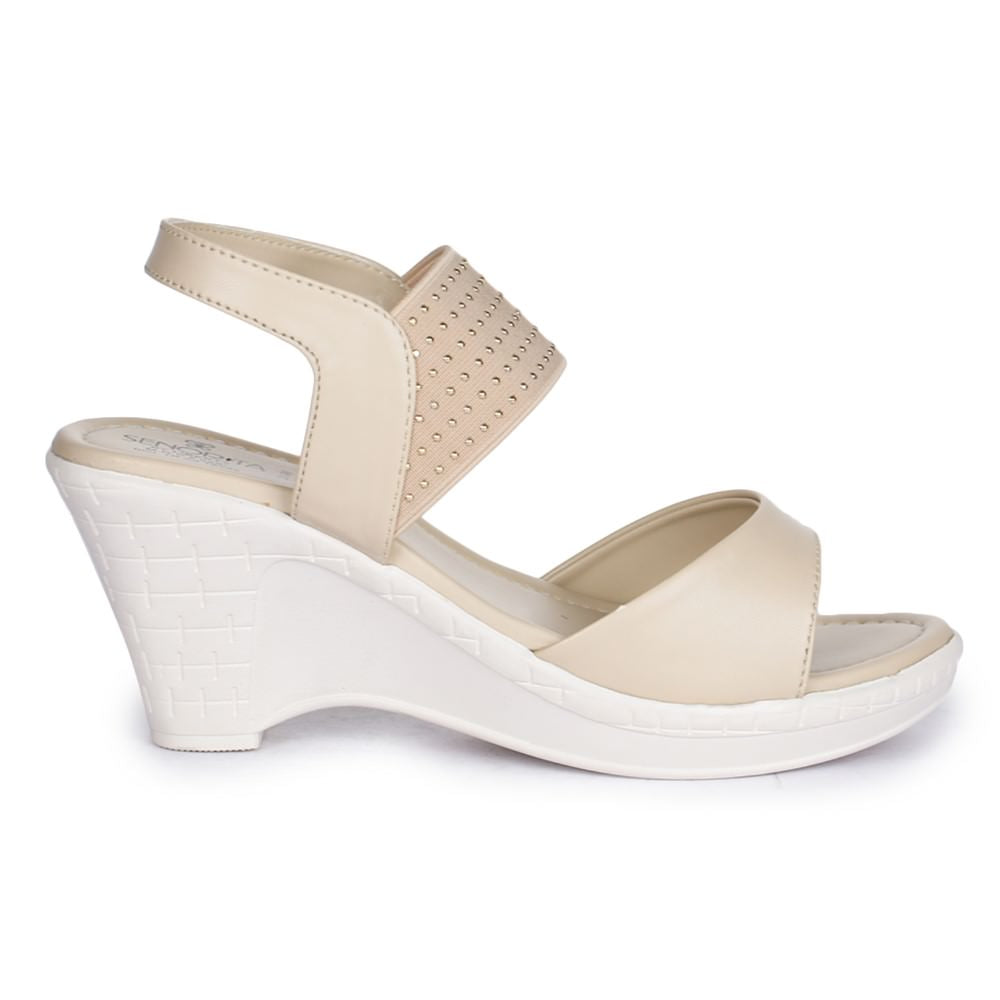 Senorita By Liberty D1-9 Fashion (Cream) Wedges Heel Sandal For Women