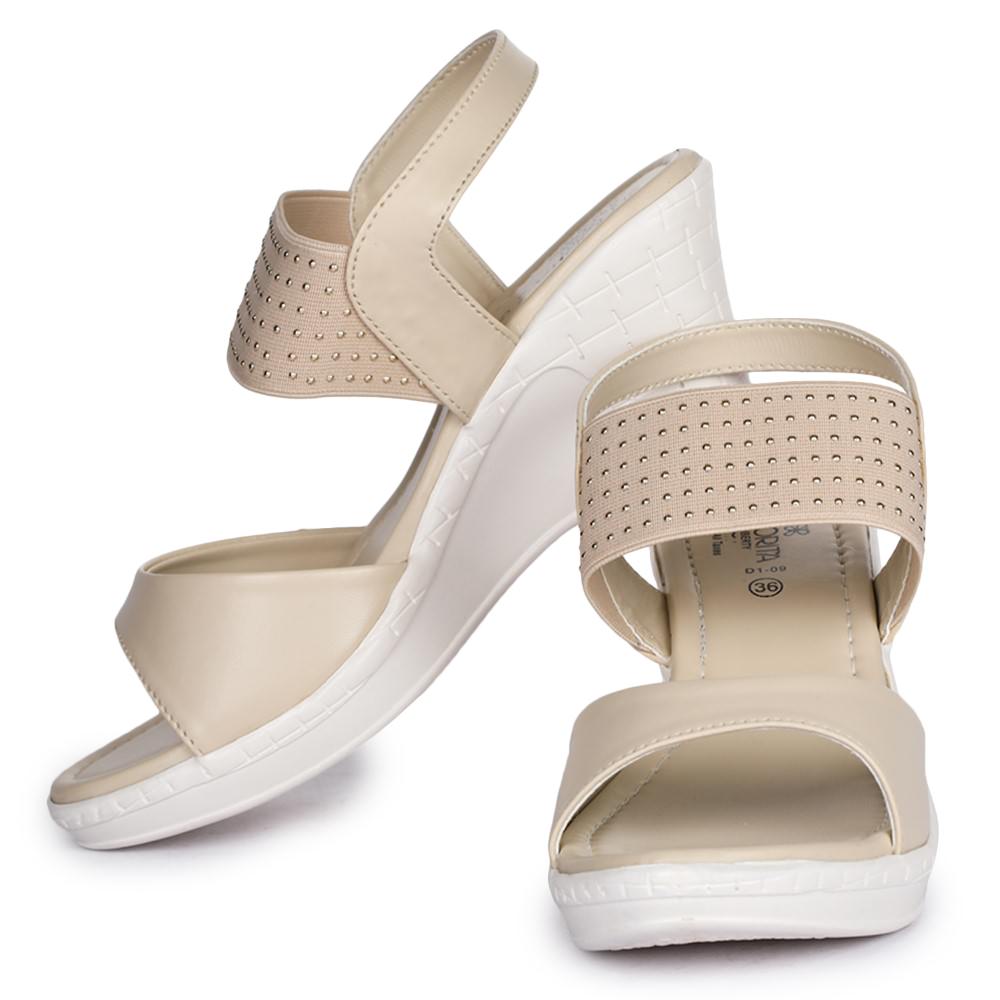 Senorita By Liberty D1-9 Fashion (Cream) Wedges Heel Sandal For Women