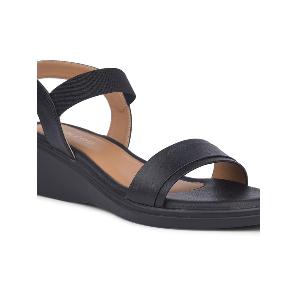 Healers By Liberty Women LDF-22 Black Casual Wedges Heel Sandal