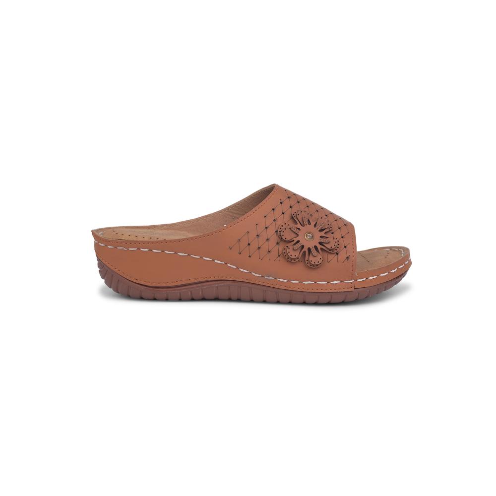 Senorita Casual Tan Slippers For Women MK-234 By Liberty